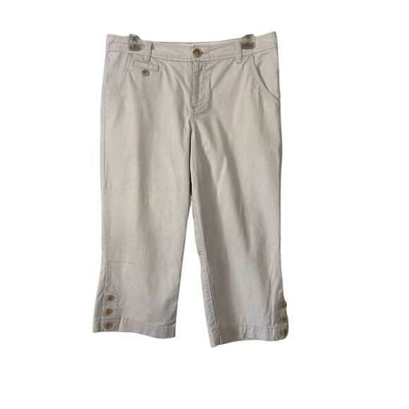 Dockers Capris Beige Casual Pants Flat Front Size 8 - Picture 1 of 11